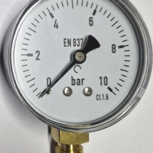 High Pressure Gas Gauge 1–10 Bar | 2.5" Dial | 1/4" NPT Bottom Mount